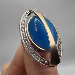 Vintage Cute Ring Gilt Sterling Silver 925 Stone Jewelry Women's Stamped Size 6U
