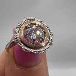Vintage Cute Ring Gilt Sterling Silver 925 Stone Jewelry Women's Stamped Size 7U
