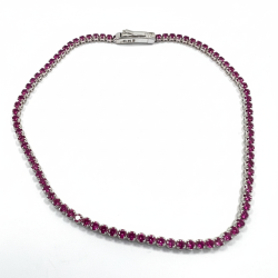 14K White Gold Tennis Bracelet Pink Zircon Sparkling Womens Fine Jewelry Gift