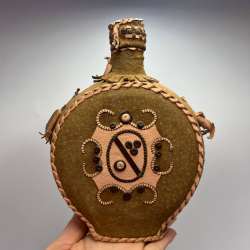 Handmade Leather Wrapped Glass Bottle 43 cm Vintage Ethno Folk Art Rustic Decor