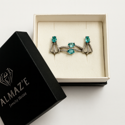 Vintage 925 Sterling Silver Jewelry Set – Ring & Earrings with Aqua Blue Stones