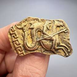 Vintage Gilded Sterling Silver 925 Pin Brooch Poseidon Neptune Mythology Italy