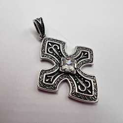 Vintage Used Pendant Cross Sterling Silver 925 Christian Prayer Jewelry 6.58gr