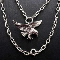 Vintage Men’s 925 Sterling Silver Eagle Pendant Necklace Jewelry Chain 23.6g