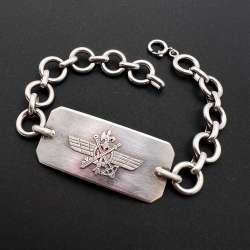 Vintage French Air Force 925 Silver Men’s Jewelry Bracelet Military Aviation