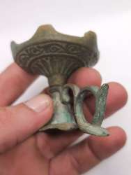 Antique Brass Incense Burner with Handle – Aged Patina Oriental Censer