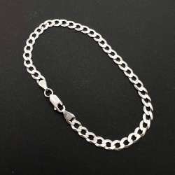 Sterling Silver 925 Curb Chain Bracelet – 4.9g, Marked Classic Flat Link Design