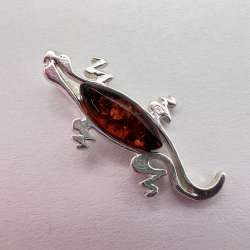 Vintage Pendant lizard Sterling Silver 925 Stone Amber Jewelry Beautiful 1.1gr