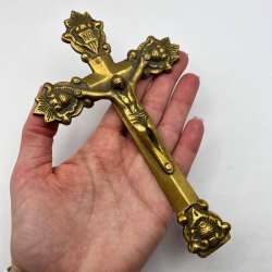 Vintage Bronze Orthodox Crucifix Priest Liturgical Cross Wall Hanging Christian