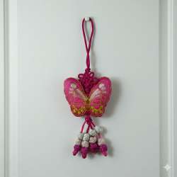 Chinese Embroidered Butterfly Ornament Lucky Knot charm Tassel Feng Shui Hanging