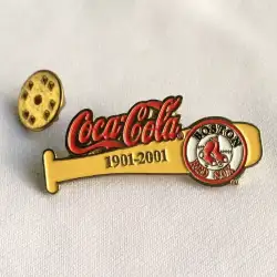 Vintage Coca Cola Boston Red Sox 1901- 2001 Advertising Pin Button Pinbacks 1.5