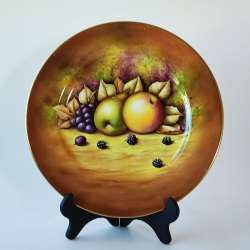 VTG Francesca Bone China Plate RK.Ball 1979 Hand-Painted Fruit Gold Rim England