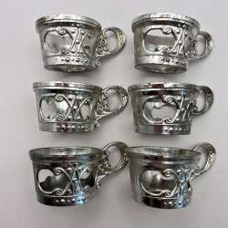 Set of 6 Small Vintage Coasters Holder Glass Metal USSR Soviet Collectibles 159g