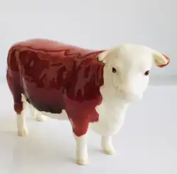 Rare Beswick Hereford Cow Figurine Champion Model England Glossy Brown-White 6