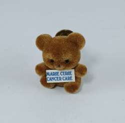 VTG Marie Curie Teddy Bear Pin 3D Brown Velvet 1