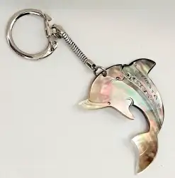 Handmade Dolphin Keychain Nature Seashell Fish Shape Souvenir from Moorea 4.5