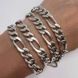 Massive Vintage Sterling Silver 925 Figaro Chain Necklace Jewelry Italy 59.5g