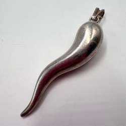 Vintage Italian Sterling Silver 925 Corno Cornicello Lucky Horn Charm Pendant 7c