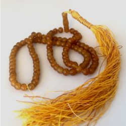 Vintage Amber Bakelite Tasbih 100 Beads Phenolic Resin w/ Dragon Veins – 12