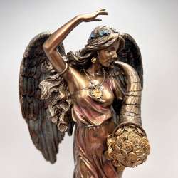Fortuna Goddess Statue Figure with Cornucopia Bronze Finish Figurine Gift 29cm