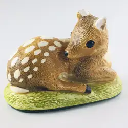 Westcraft Hand-Painted Deer Figurine Ceramic Resting Fawn on Grass Signed UK VTG