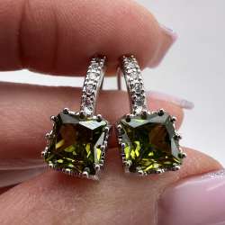 Peridot-studded earrings, elegant green jewelry for women, a perfect gift