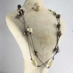Art Deco Murano Glass-Jasper Gemstone Necklace 49