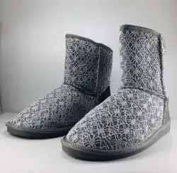 Red Spider Women's Glitter Faux Fur Boots US 7.5 Slip-On Embroidered Winter Warm