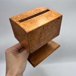 Vintage Karelian Birch Burl Cigarette Box USSR 1950s Wood Dispenser Holder Decor
