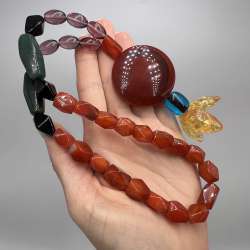 Vintage Natural Carnelian Prayer Beads – Handmade Prison Art Rosary, 33 Beads