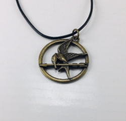 Lions Gate Mockingjay Arrow Pendant Brass Necklace Signed LGF Hunger Games Style