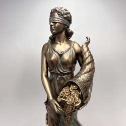 Fortuna Goddess Statue Figure with Cornucopia Bronze Finish Figurine Gift 30cm
