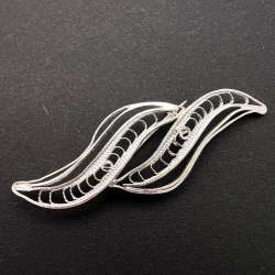 Vintage USSR Filigree Silver 960 Brooch Openwork Hallmarked 750 960