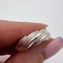 Vintage Soviet 916 Silver Twisted Rope Ring Unusual Band Size 9.5 US