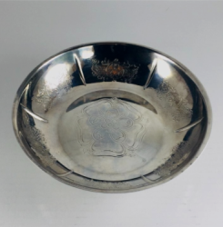 Antique Cavalier Silver Plated Bonbon Dish Roses Etched Bowl England 1900s 190gr
