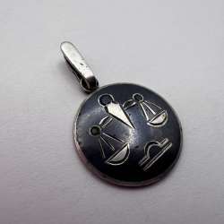 Vintage USSR Silver 875 Libra Zodiac Pendant Soviet Jewelry Scales Symbol 3.7g