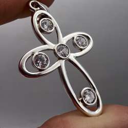 Sterling Silver 925 Crucifix Cross Pendant Jesus Christ Stone Vintage Design 4g