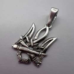 Vintage 925 Sterling Silver Pendant Trident Symbol Unique Handmade Design 3.4g