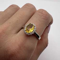 925-Sterling-Silver-Citrine-Ring-Yellow-Natural-Gemstone-with-Zircon-Halo-Women