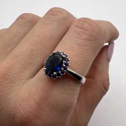 925-Sterling-Silver-Blue-Sapphire-Ring-with-Halo-Stones