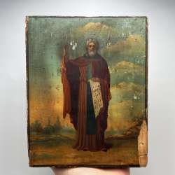 Antique Icon St Sergius Radonezh 19th Christian Art Oil on Wood Orthodox Decor