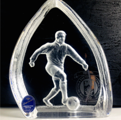 Signed Dartington Crystal Football League 100th Y. Capetoni UK Art Glass Trophy