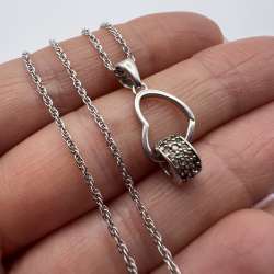 Used Vintage Sterling Silver 925 Heart Pendant With Chain Jewelry Women's Stampe