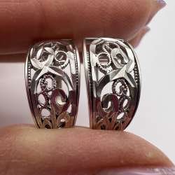 Vintage Stud Earrings Sterling Silver 925 Jewelry Women's Filigree Cute 3.9gr