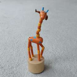 Vintage Wooden Giraffe Push Toy Hand-Painted Articulated Animal Collectible