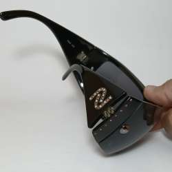 NOS Nouvelle Vague Vintage Wrap Sunglasses Italy Rhinestone Pearl Logo Mask