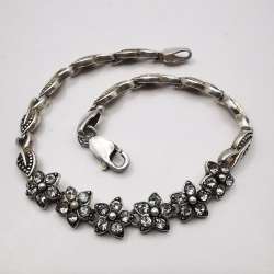 Vintage Beautiful Bracelet Jewelry,925 Sterling Silver, Handmade,Zircon,  10,80g