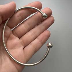 Vintage Sterling Silver 925 Open Cuff Bracelet Ball End Design 15 g Adjustable