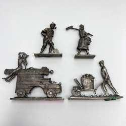 Vintage German Pewter Figurines Miniatures Set 4 Vogel Rein Zinn Folk Life 1980s