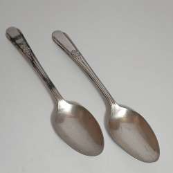 Silver-Plated Serving Spoons Wm. Rogers Floral Pattern Set of 2 Vintage Flatware